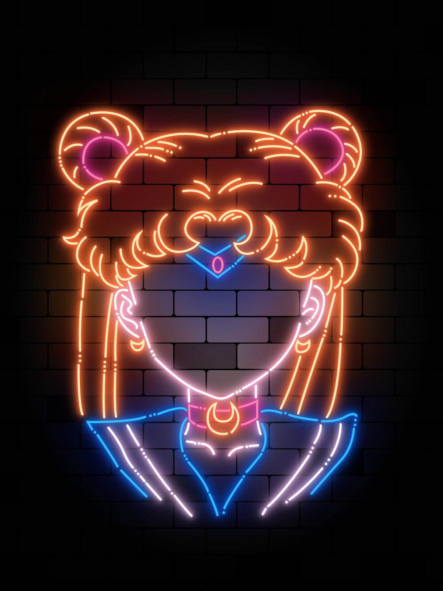 Sailor Moon Sailor Girl Neon Art