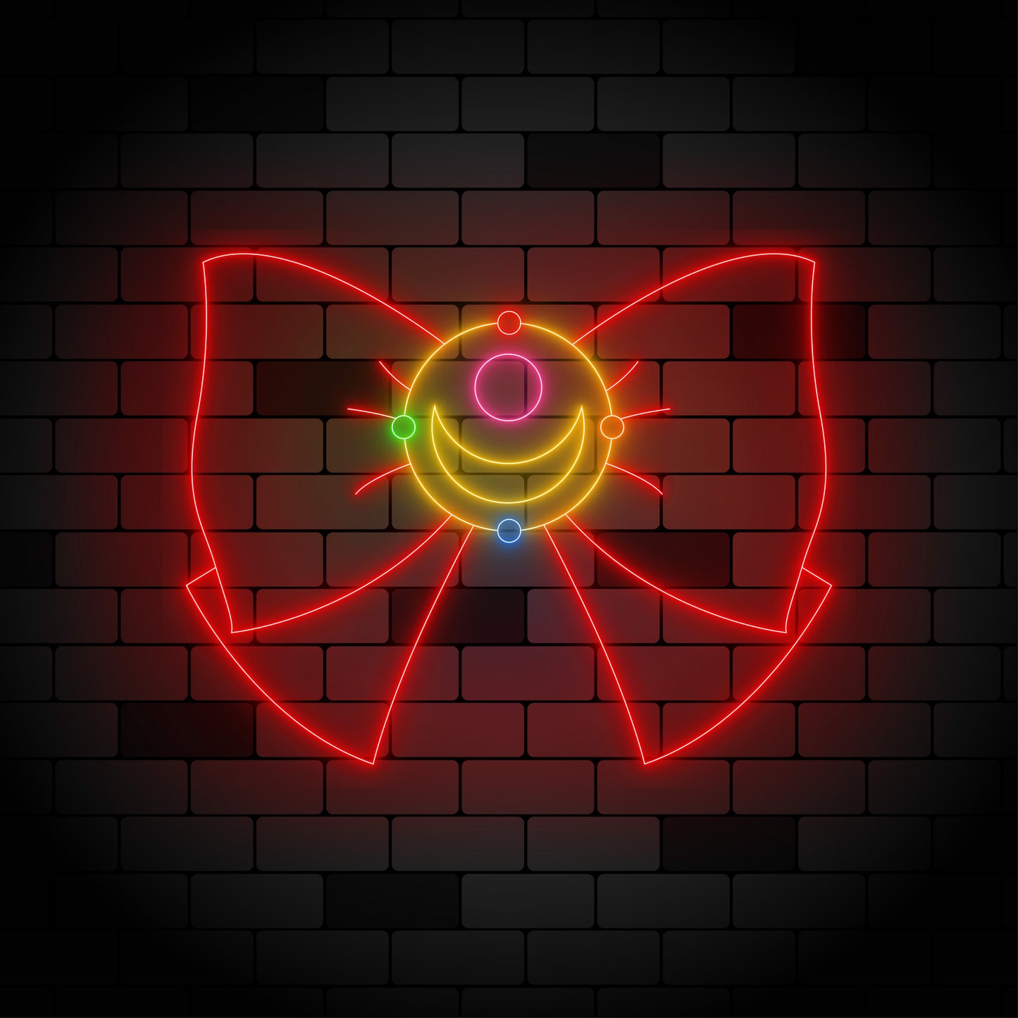 Sailor Moon Bow Red Choker Neon Light