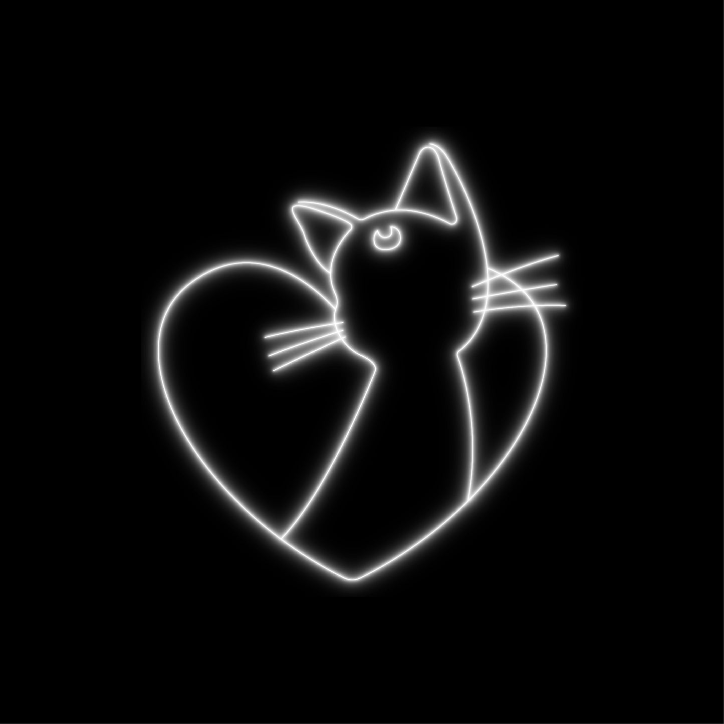 Sailor Moon Cat Luna Neon Heart Sign