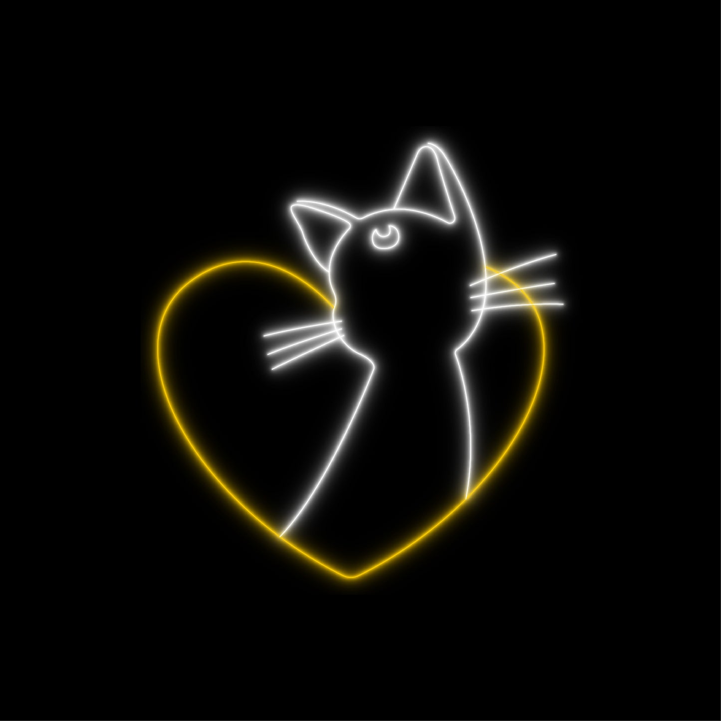 Sailor Moon Cat Luna Neon Heart Sign