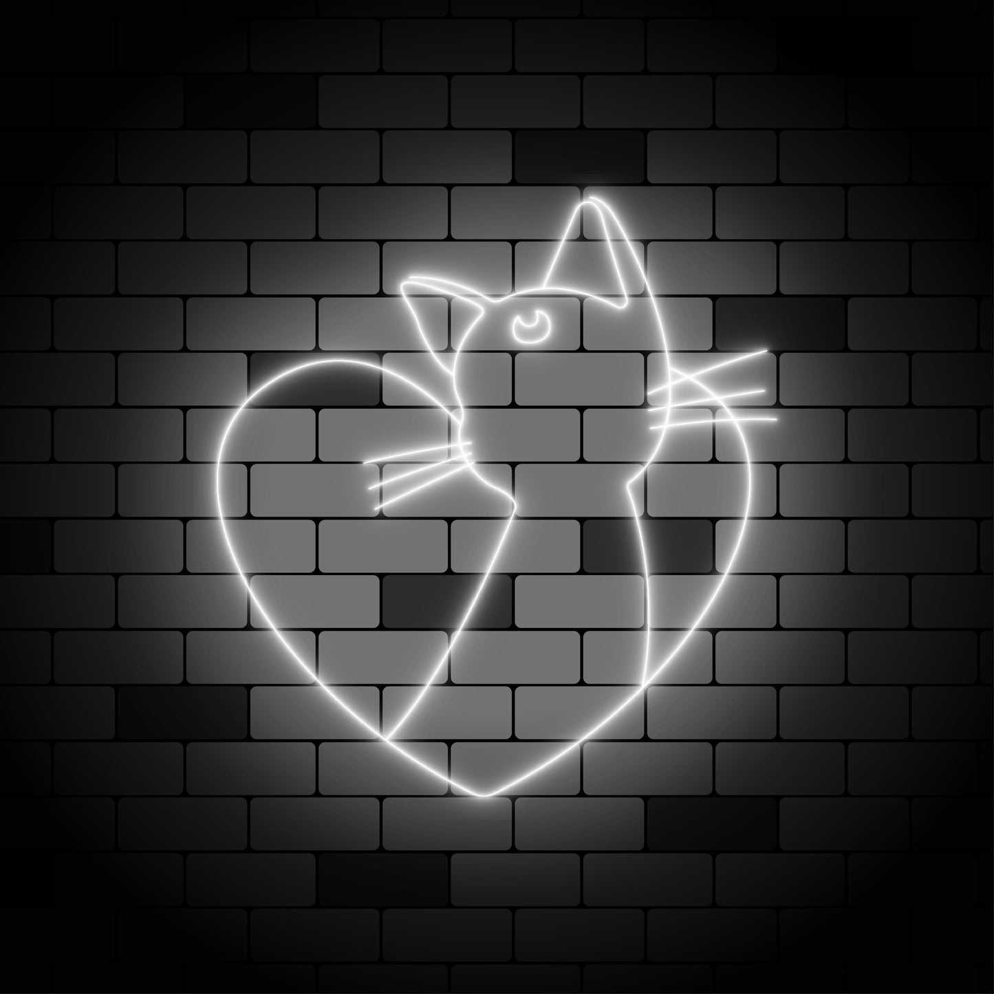 Sailor Moon Cat Luna Neon Heart Sign