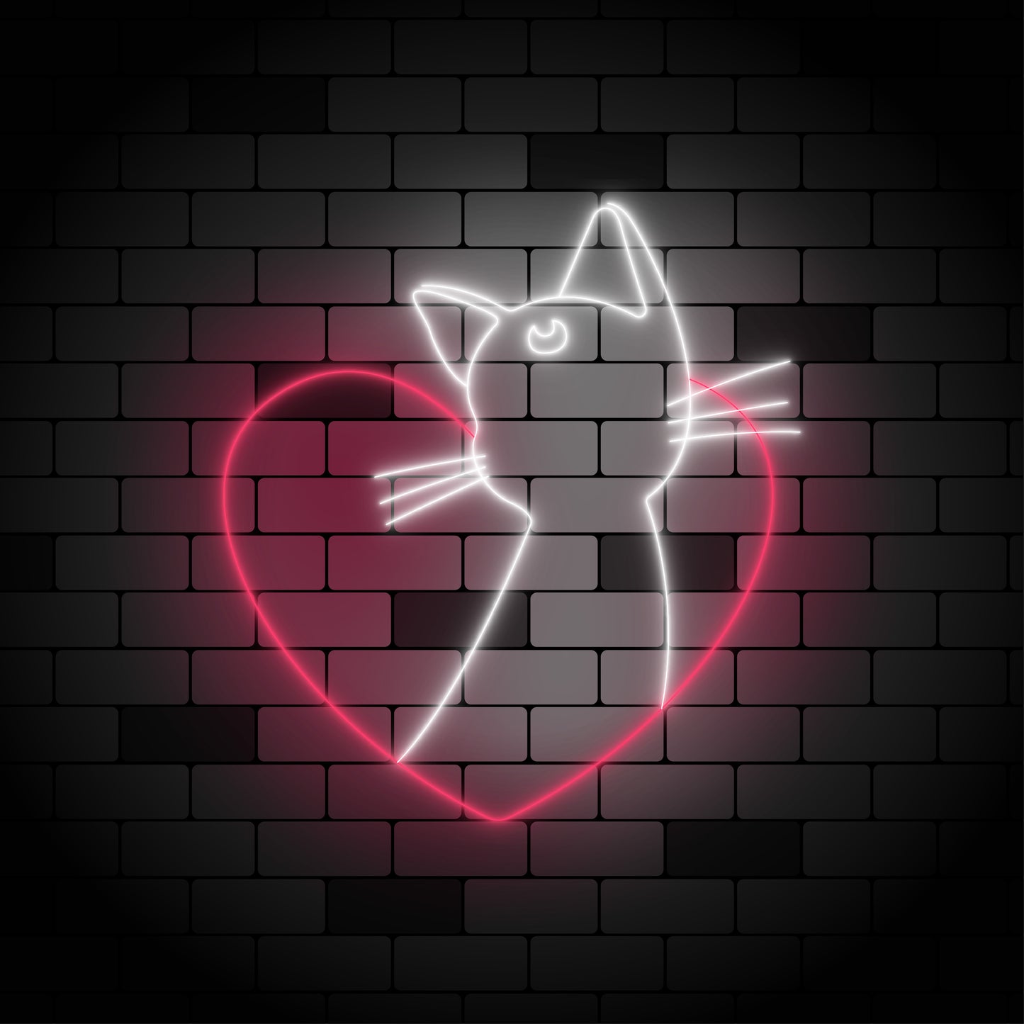 Sailor Moon Cat Luna Neon Heart Sign