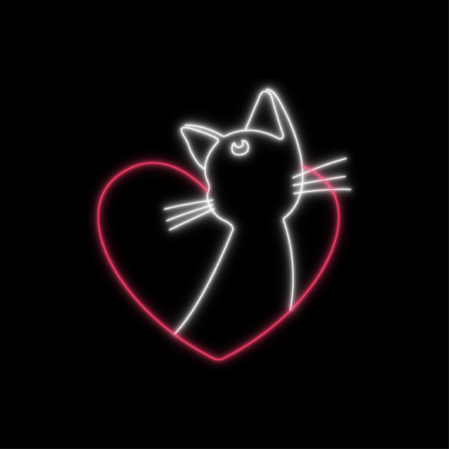 Sailor Moon Cat Luna Neon Heart Sign