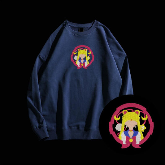 Sailor Moon Floral Embroidery Hoodie Sweatshirt