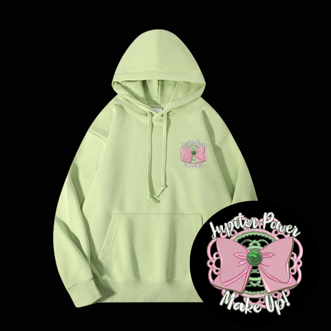 Jupiter Power Make Up! Embroidered Hoodie - Front View