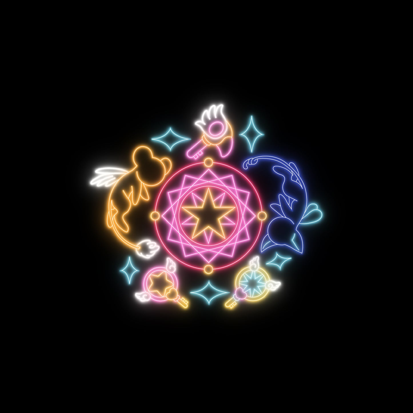 Cardcaptor Sakura Neon Lights - Featuring Magical Keys and Cards