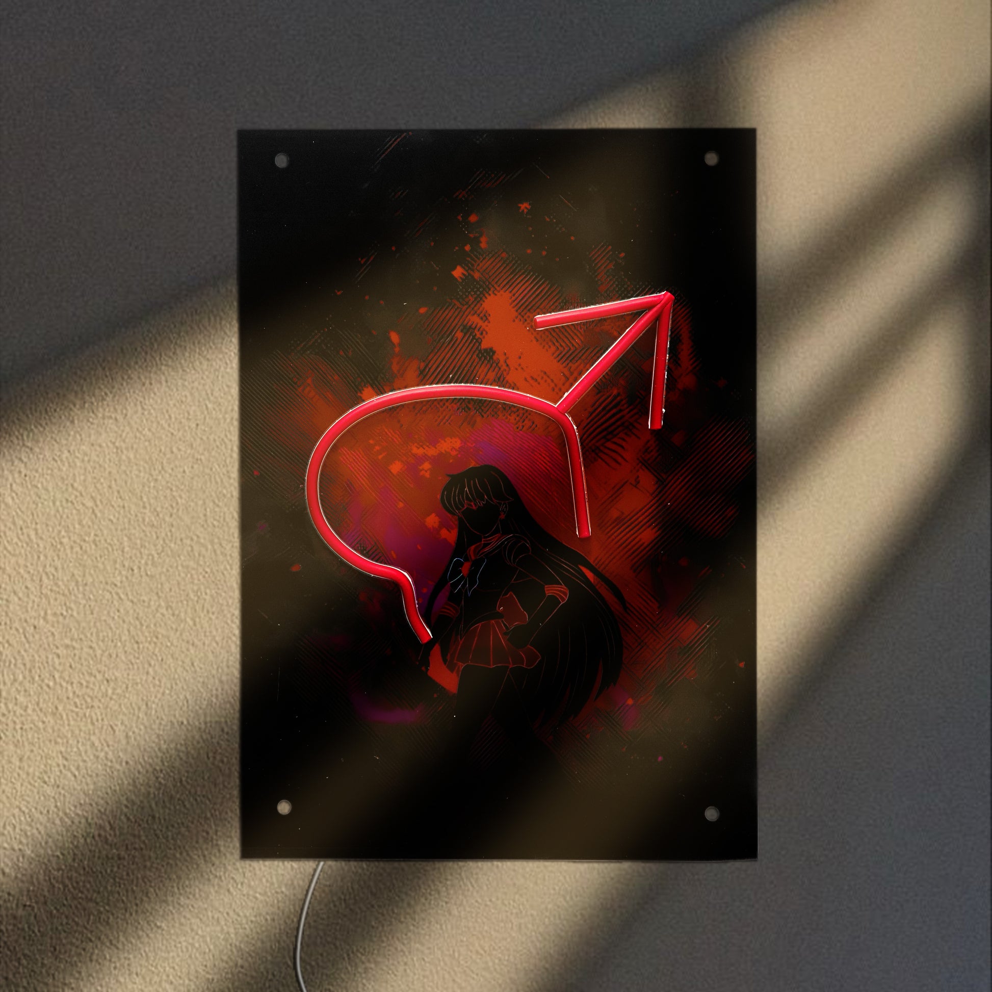 Bright and vibrant Sailor Mars Custom Neon Wall Decoration Poster Wall Sconce