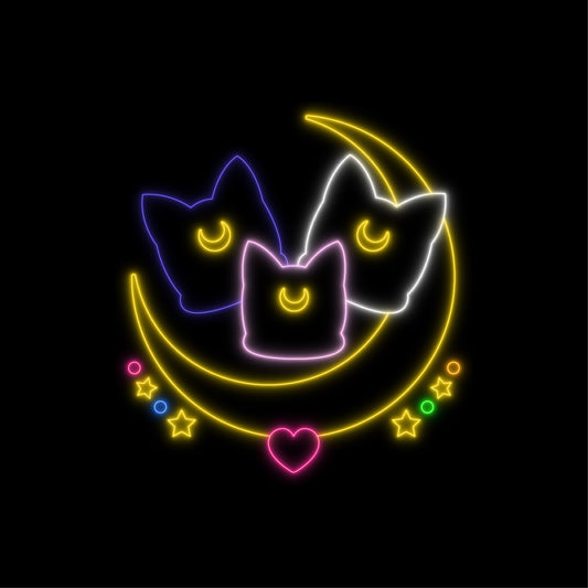 Enchanting Luna & Diana & Artemis Moon Neon Sign - Perfect for Sailor Moon fans