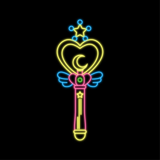 Sailor Moon Moon Heart Rod Custom Neon Light - Sailor Moon Inspired Decor