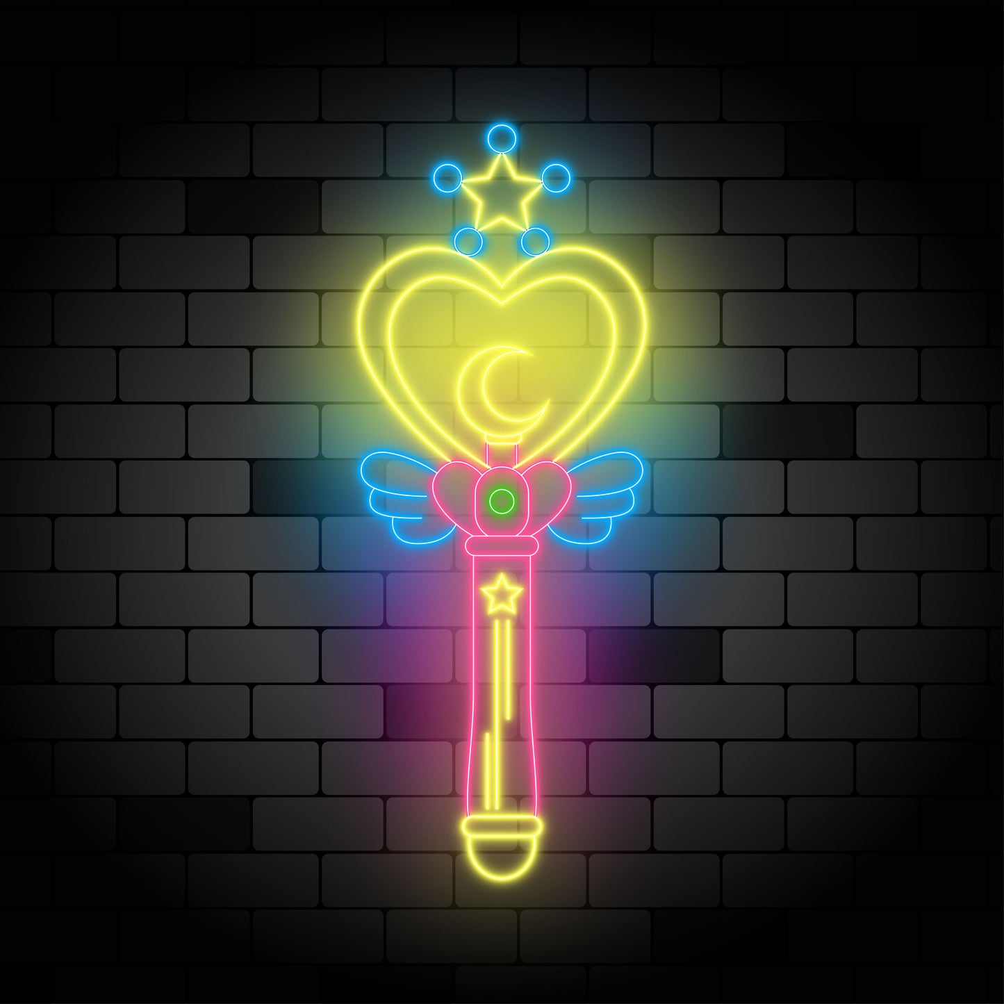 Sailor Moon Moon Heart Rod Custom Neon Light - Sailor Moon Inspired Decor