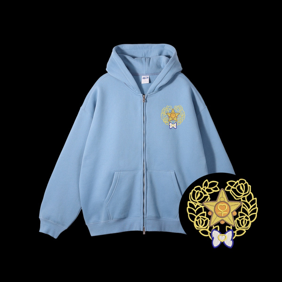 Sailor Venus Emblem Embroidered Zip-Up Hoodie - Front View