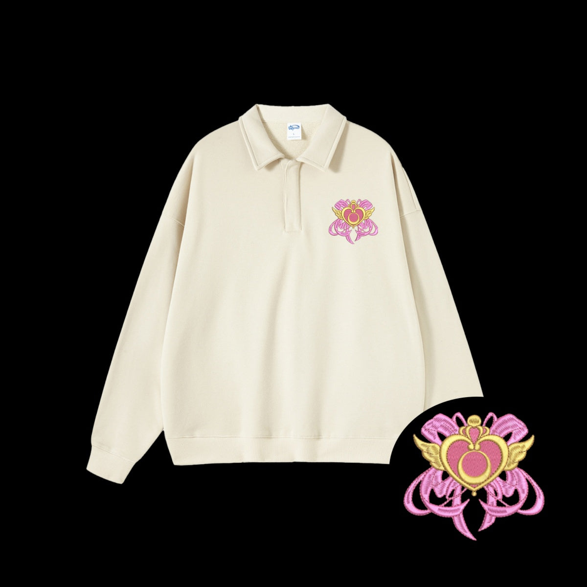 Sailor Mars Star Wand Loose-Fitting Long-Sleeve Polo Sweatshirt