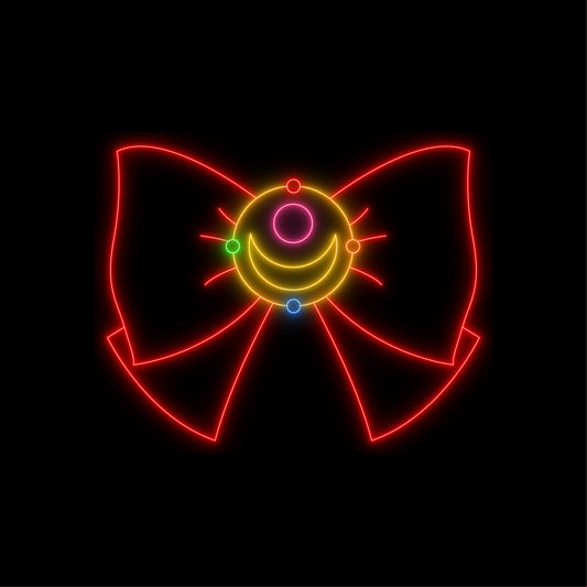 Sailor Moon Bow Red Choker Neon Light