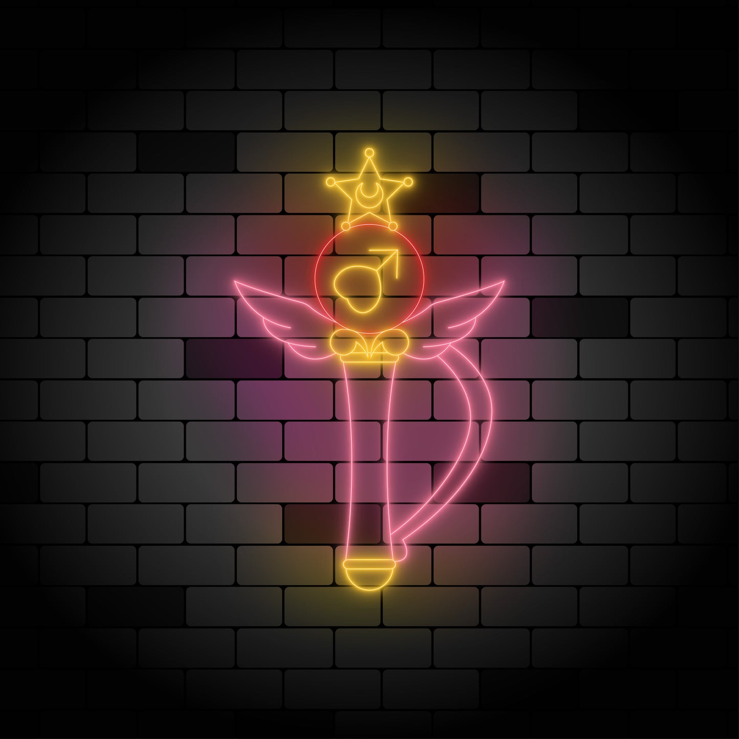 Sailor Mars Crystal Wand Neon Light