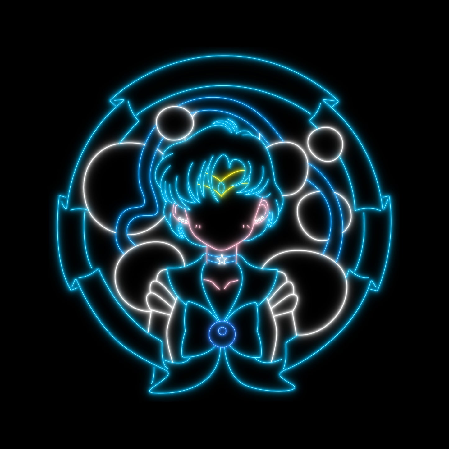 Sailor Mercury Wreath Neon Light - Custom Anime Decor